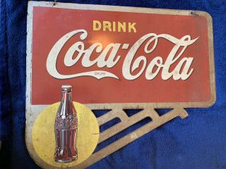 Vintage 1939 Coca Cola Double Sided Flange Sign