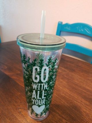 Starbucks Tumbler Go With All Your Heart Christmas Gift Snowflakes Green