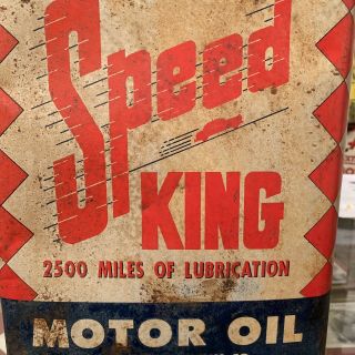 Vintage Speed King 2 Gallon Motor Oil Can - Los Angeles,  Ca.  - Nr