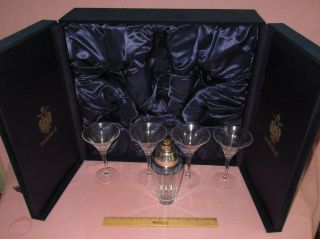Faberge Crystal Grand Duke Martini Cocktail Shaker & 4 Glasses Set W/ Case