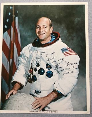 Astronaut Ron Evans Signed Nasa Apollo 17 Mission Photograph