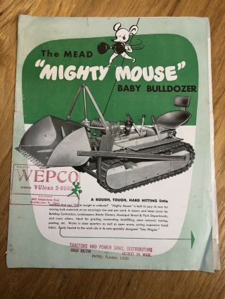 Rare Mead “mighty Mouse” Mini Dozer Tractor Brochure Sales Advertising