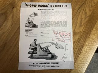 Rare Mead “MIGHTY MOUSE” Mini Dozer Tractor Brochure Sales Advertising 4