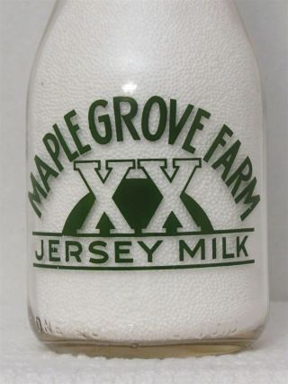 Trpq Milk Bottle Maple Grove Farm Limestone Ny Russ Case Knife Co Bradford Pa 41