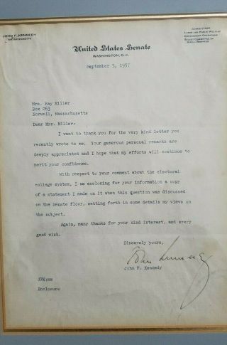 Senator John F Kennedy Electoral College Document - 1957 2