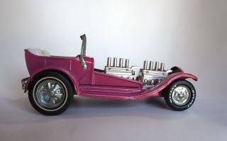 Rare Vintage Nylint Toys Pressed Steel Pink Grabber Rat Hot Rod Car,  9.  5 " Long