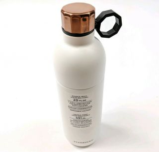 Starbucks Water Bottle Double Wall Stainless Steel 20 Oz White Rose Gold Cap Top