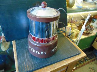 Vintage Nestles Hot Fudge Sundae Warmer With Removable Porcelain Decanter