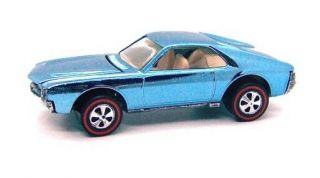 1969 Hot Wheels Redline Custom Amx Spectraflame Light Blue Ice Blue W/ White Int