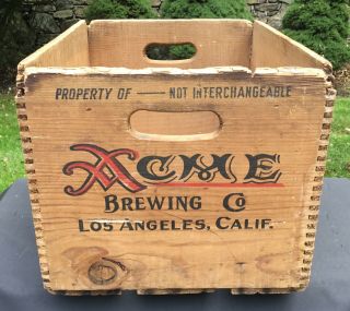 Antique Acme Brewing Co Wooden Beer Case Los Angeles Ca Advertising Breweriana