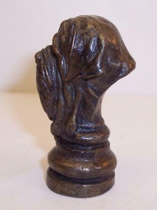 Vintage/Antique SOLID BRONZE Miniature MASTIFF DOG HEAD Sculpture QUALITY Bust 7