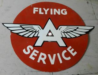 Porcelain Sign Flying A Service DOUBLE SIDED Enamel Sign Size 36 
