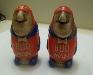 Vintage Budweiser Bud Man Salt & Pepper Shakers,  Blue Shoes,  1960 