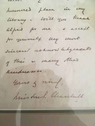 Winston S Churchill Autographed Letter (1908) and Photograph/Framed 10