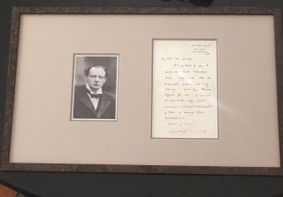 Winston S Churchill Autographed Letter (1908) and Photograph/Framed 2