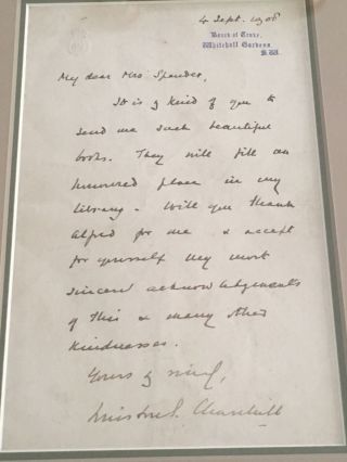 Winston S Churchill Autographed Letter (1908) and Photograph/Framed 5