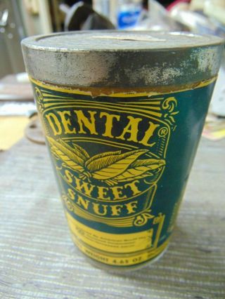 Vintage America Sweet Dental Snuff Glass Jar W/ Label Empty Tin Metal Lid 4.  65oz