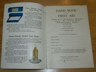 Johnson & Johnson Handbook of First Aid,  Household and Toilet Needs.  1914 2
