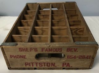 Vintage Shep ' s Famous Beverages Pittston Pennsylvania 24 - bottle Wooden Crate Box 2