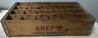 Vintage Shep ' s Famous Beverages Pittston Pennsylvania 24 - bottle Wooden Crate Box 3