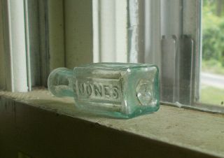 Open Pontil Jones Emb Tiny 2 1/8 " Ribbed Ink Bottle From Baltimore? 1850s