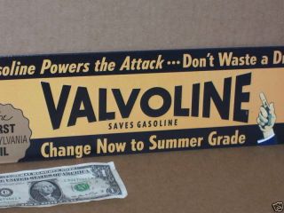 Valvoline - Pennsylvania Oil - Uncle Sam - Shelf Sign - Gasoline Powers The Attack