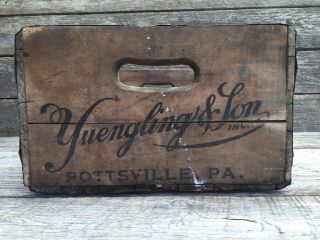 Antique 1937 YUENGLING & SON WOOD ADVERTISING Beer Bottle Box Crate Metal Trim 4