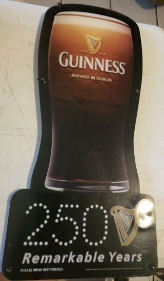 Dual Sided Lucite Guinness 250 Remarkable Years Bar Sign
