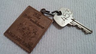 Old Vintage Brass Hotel Monteleone Orleans Key Fob With Key
