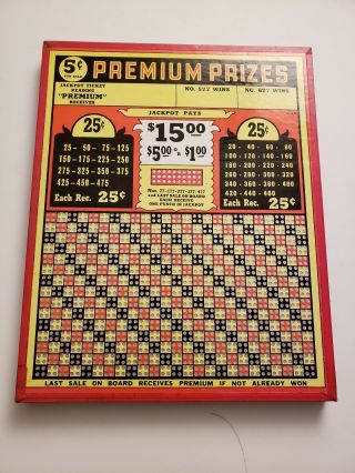 Vintage 5 Cent Premium Prizes Punchboard