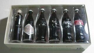 Vintage 1998 Evolution Of The Coca Cola Contour Bottle Miniature Set Of 6 Nib