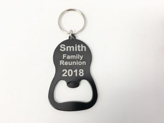 100pcs Custom Engraved Black Metal Bottle Flat Opener Keychain