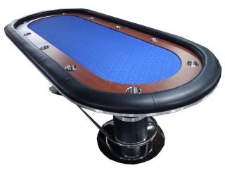 96 " Poker Table 10 Player Black Pedestals W/ Footrests,  Choose Speed Cloth Color