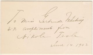 Nikola Tesla Signed Autographed Notecard - Dated 1902 And With Provenance
