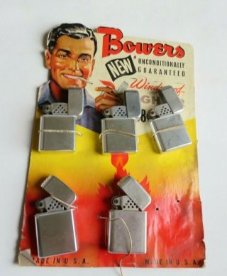 Vintage Bowers Lighter Store Display Counter Advertising Lighters (r143)