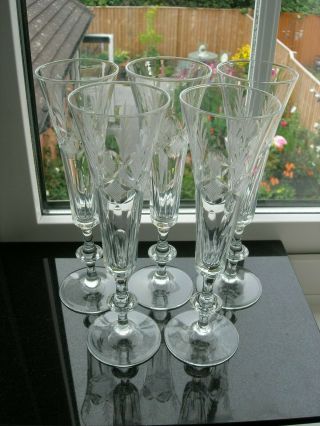 Edwardian/vintage - Five Slender Champagne Flutes.