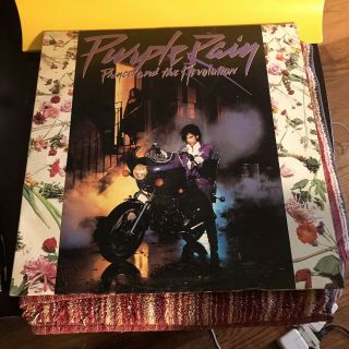 Prince Purple Rain Lp 1 - 25110 84 Warner Plays With Poster Vg,  /vg,  (2)