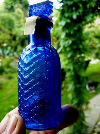 Cobalt Blue Quilted Poison With Poison Stopper 3 3/4 Inch
