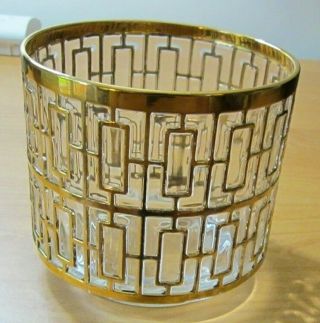Imperial Glass Gold Shoji Ice Bucket Mc Mid Century Modern Signed