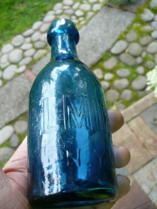 Cobalt Blue Blob Top Soda E.  Smith Elmira N.  Y.  1860