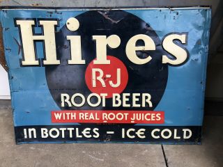 Vintage Advertising Hires R - J Root Beer Soda Embossed Tin Sign 27 X 20 "