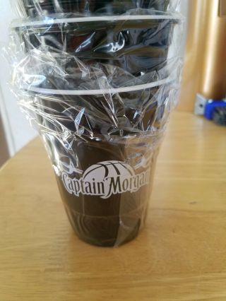 Six Captain Morgan Heavy Plastic Pool Bar Reusable Cups Black & White
