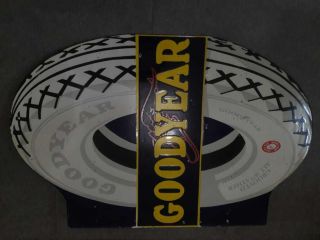 Vintage Porcelain Goodyear Tires Flange Enamel Sign 23 X 36 Inches Double Sided
