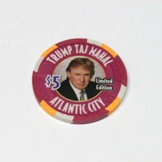 $5 Trump Taj Mahal Donald Trump Five Dollar Casino Chip
