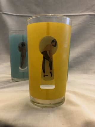 3 VINTAGE PIN UP GIRL RISQUE PEEK A BOO KEYHOLE DRINKING GLASSES - SEXY WOMEN 4