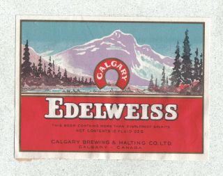 Beer Label - Canada - Edelweiss - Calgary Brg.  & Malting - Alberta