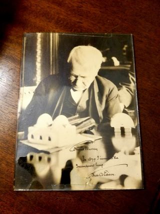 Thomas Alva Edison 1929 Signed 5 X 7 With Letter From Family Of Owner
