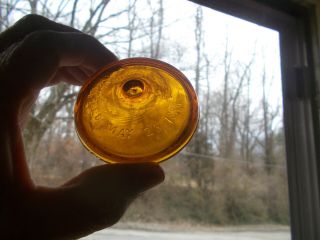 AMBER GLASS LID FOR GLOBE FRUIT JAR PATENTED MAY 25 1886 EMB 2