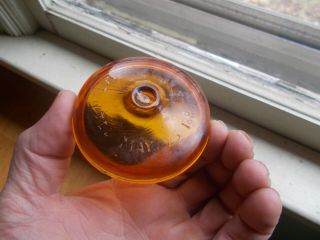 AMBER GLASS LID FOR GLOBE FRUIT JAR PATENTED MAY 25 1886 EMB 4