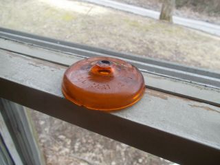 AMBER GLASS LID FOR GLOBE FRUIT JAR PATENTED MAY 25 1886 EMB 6